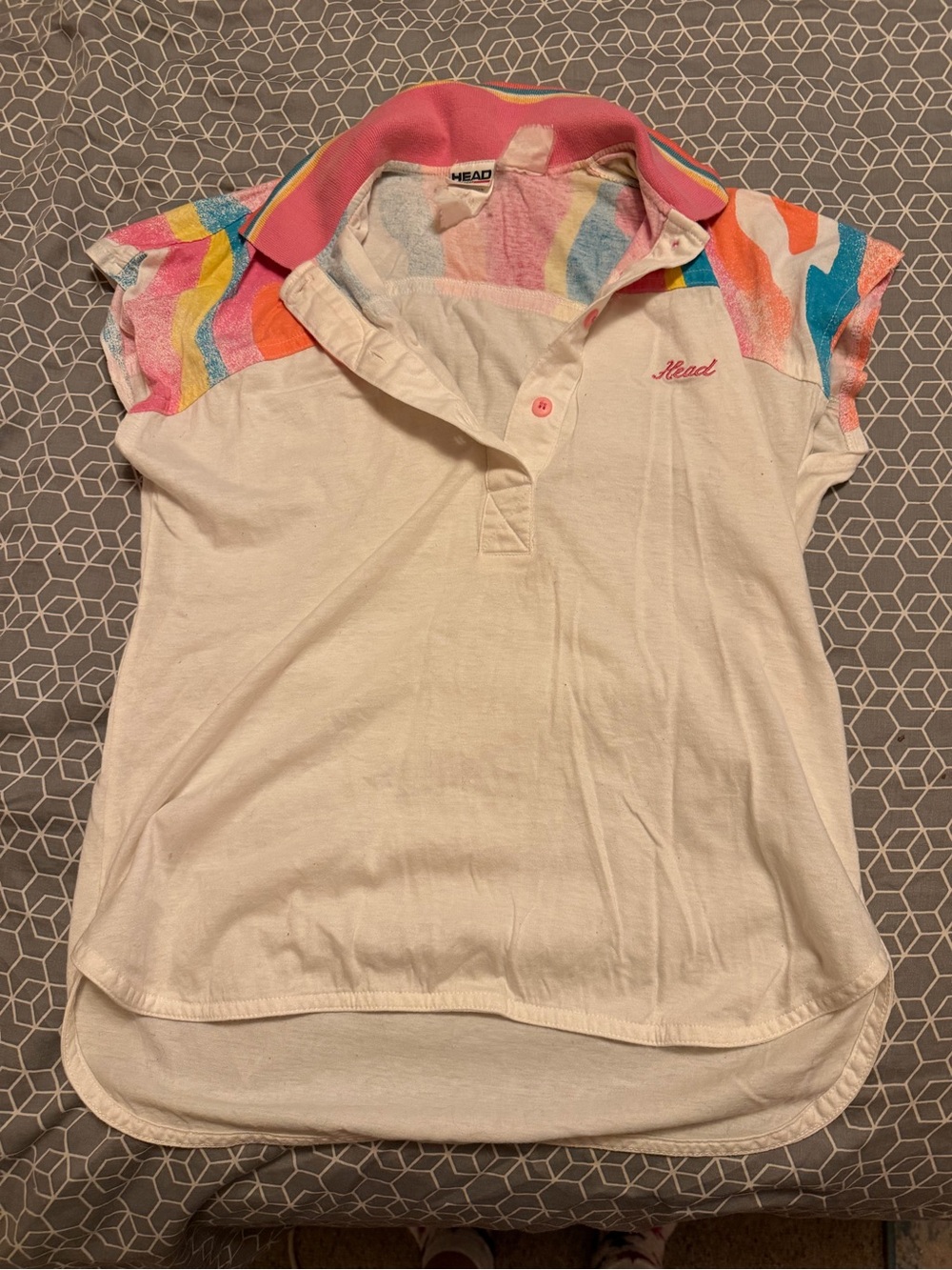 Vintage 90’s (tags says 1992) 100% cotton Head White and Pink Casual Polo Shirt